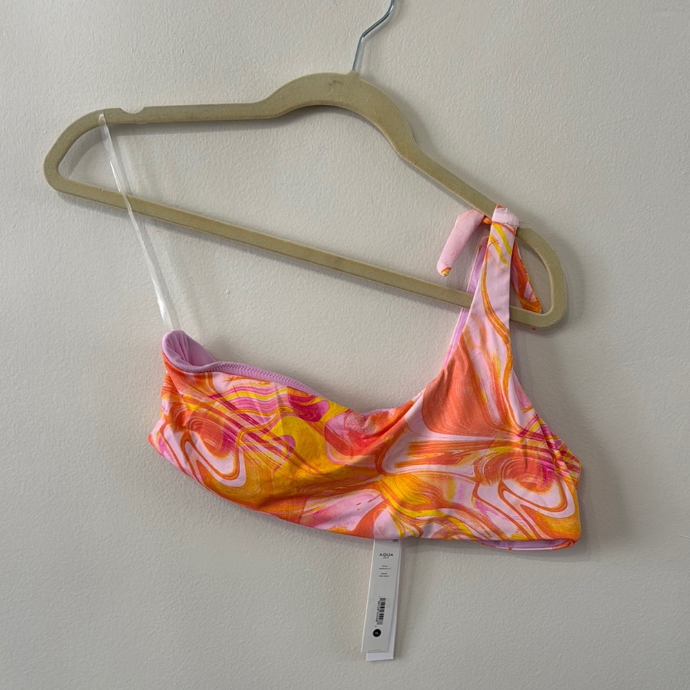 Aqua One Shoulder Bikini Top NWT